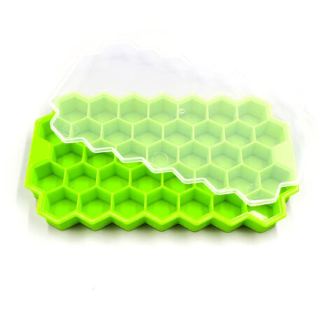 Bac à glaçons avec couvercle, moules en silicone souple, glaçons en forme de losange pour boissons et desserts, faciles à démouler. - AquaForge (1/5)