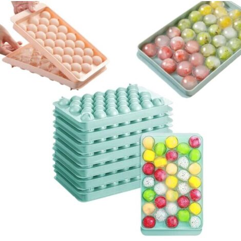 Lot de 2 bacs à glaçons empilables avec 33 pièces, billes et cubes en plastique ronds, bleu - AquaForge (1/5)