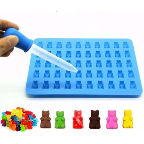 Moule à glaçons/chocolat/gelée avec 50 oursons gélifiés, pipette incluse. - AquaForge (1/5)