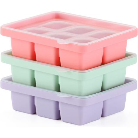 Moule à glaçons en silicone, facile à démouler, pour de gros glaçons avec couvercles amovibles, idéal pour les boissons fraîches, le congélateur et les aliments pour bébé - AquaForge (1/5)