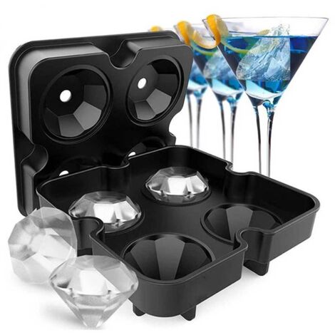 Bac à glaçons en silicone noir en forme de diamant - AquaForge (1/5)