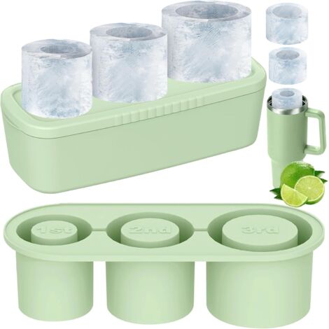 Moule à glaçons vert, accessoire pour tasse Stanley, en silicone avec couvercle, 3 tailles. - AquaForge (1/4)