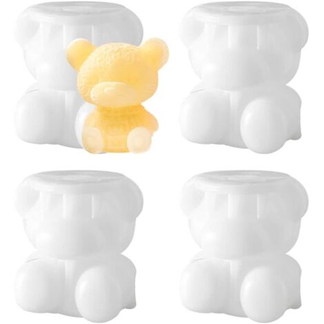 Moule à glaçons en forme d'ours, 4 pièces (6 x 5,5 cm), silicone, fondant 3D, résine, peluche - AquaForge (1/3)