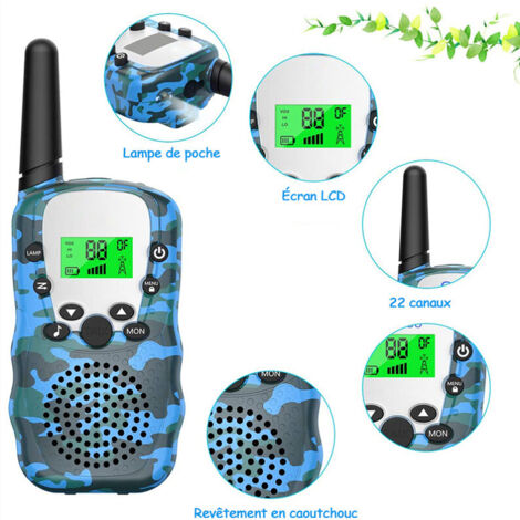 Talkie-walkie pour enfants, radio bidirectionnelle avec lampe torche LCD rétroéclairée, portée de 3 km-AquaForge (1/4)