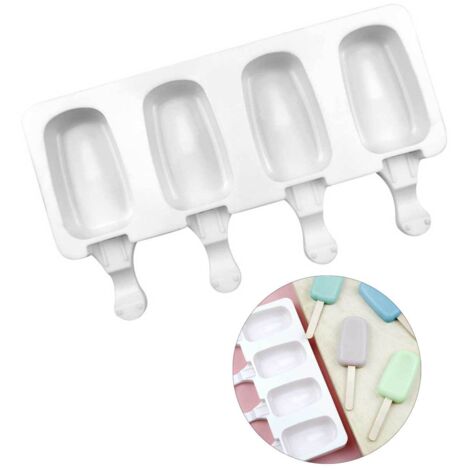 Lot de 4 moules à glace en silicone - Préparez des bâtonnets glacés et des bonbons maison (blanc) - AquaForge (1/5)
