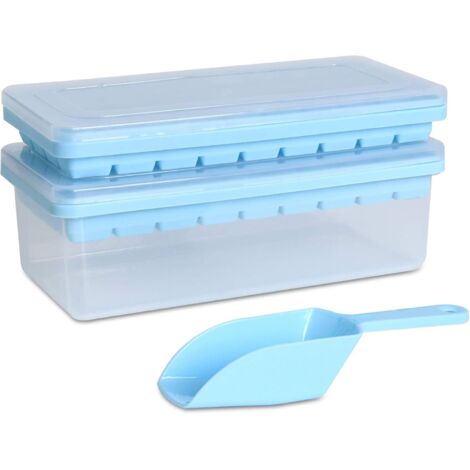 Bac à glaçons en silicone alimentaire avec couvercle et récipient de congélation, 2 x 36 petits glaçons anti-déversement - AquaForge (1/5)