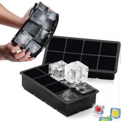 Lot de 2 bacs à glaçons en silicone - 8 grands glaçons, noirs - AquaForge (1/5)