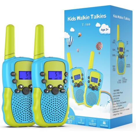 Talkie-walkie pour enfants, radio bidirectionnelle 8 canaux avec fonction VOX et lampe torche LED, portée de 4,8 km pour les aventures en plein air et le camping (bleu-vert)-AquaForge (1/5)
