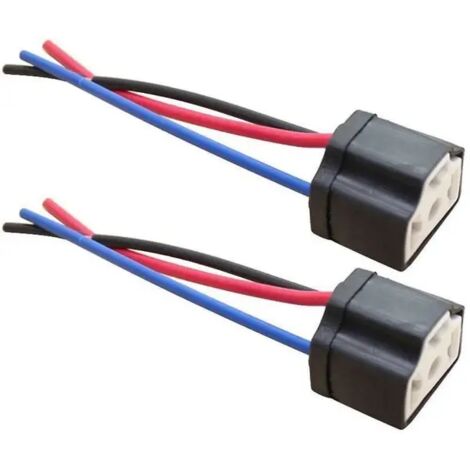 Faisceau de câblage H4 9003 (2 pièces) avec câble en céramique pour ampoule de phare de voiture, douille à 3 trous - AquaForge (1/2)