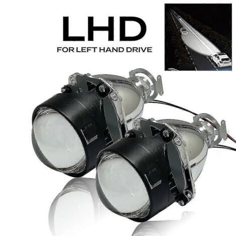 Lot de 2 lentilles de projecteur bi-xénon HID de 2,5 pouces pour phares de voiture à feux de croisement/route, compatibles avec les ampoules halogènes ou AquaForge (1/4)