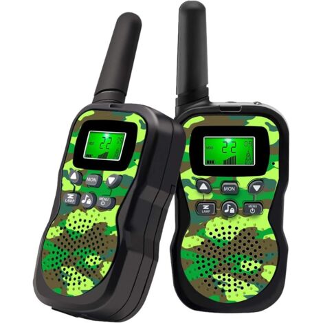 Talkie-walkie pour enfants avec écran LCD rétroéclairé et lampe torche. Portée jusqu'à 3 km. Vert.-AquaForge (1/4)
