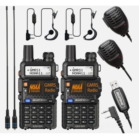 Talkie-walkie longue portée 160 km (100 miles) avec oreillette de chargement GMRS (lot de 2)-AquaForge