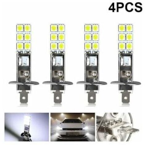 Lot de 4 ampoules LED H1 12V, 6000K, blanches, 55W pour feux antibrouillard, feux auxiliaires et feux longue portée de voiture. - AquaForge (1/4)