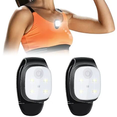 Lot de 2 feux de position extérieurs pour la course de nuit, avec pinces, réfléchissants, rechargeables par USB, à LED, compacts et légers - AquaForge (1/2)