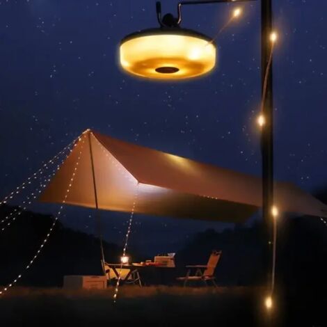 Lanterne de camping LED 2 en 1 avec guirlande lumineuse intégrée - Étanche, portable, idéale pour une utilisation en extérieur, longueur : 10 mètres. - AquaForge (1/5)