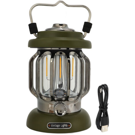 Lampe de camping rechargeable étanche IPX4 à intensité réglable, style rétro, idéale pour les tentes - AquaForge (1/5)