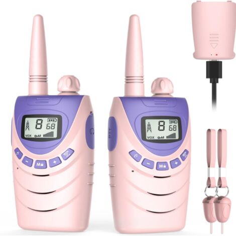 Lot de 2 talkies-walkies roses pour enfants, rechargeables, 8--AquaForge (1/5)
