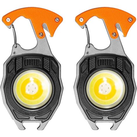 Lampe torche porte-clés COB modèle 2025, rechargeable, 2 unités, 7 modes, 1000 lumens, multifonctionnelle, portable, mini lampe torche - AquaForge (1/4)