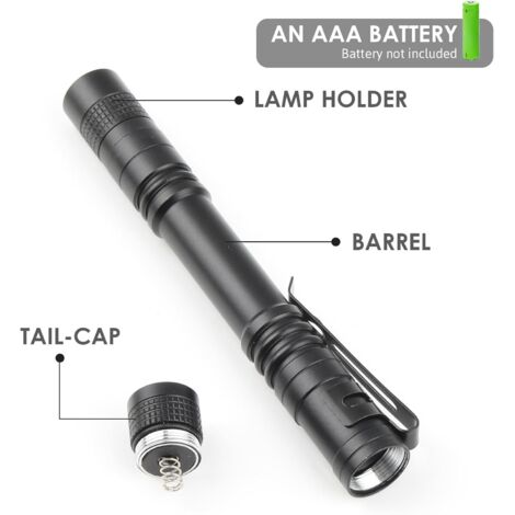 Mini lampe torche LED avec clip ceinture, étanche, idéale pour la randonnée, le camping, la chasse, la pêche, le bricolage et l'usage général. Alimentée par AquaForge. (1/3)