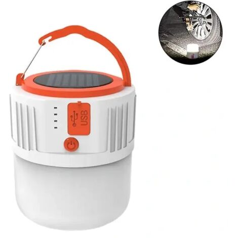 Lampe de camping LED rechargeable, 2400 mAh, alimentation solaire - télécommande, étanche IPx45, 5 modes d'éclairage - AquaForge (1/3)
