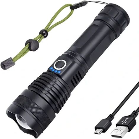 Lampe torche LED rechargeable, puissante et étanche, dotée de 5 modes de fonctionnement, idéale pour le camping, la pêche et les activités de plein air. - AquaForge (1/5)