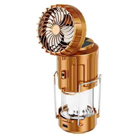 Lanterne de camping portable avec ventilateur solaire pour une utilisation en extérieur, extensible, peut être suspendue et transportée - AquaForge