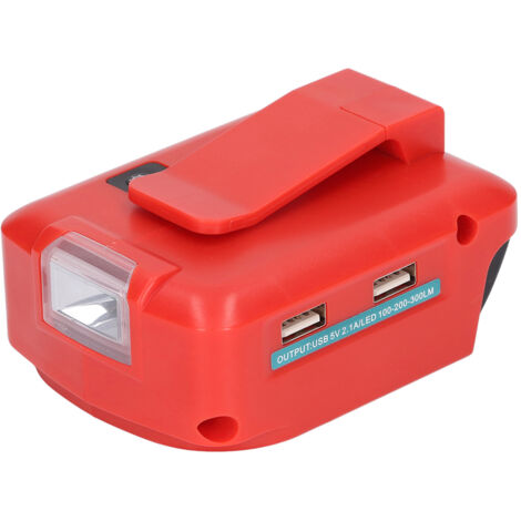 Adaptateur USB pour batterie au lithium avec lampe de travail LED à clip ceinture, conversion 14,4 V vers 20 V (ADP05, 12 V CC) - Type B - AquaForge (1/5)