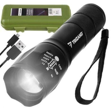 Lampe torche LED CREE T6 - Puissante avec batterie intégrée - Noire - AquaForge (1/5)