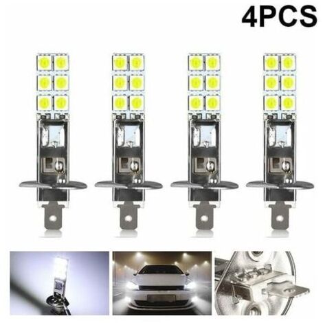 Lot de 4 ampoules LED H1 12V, 6000K, blanches, 55W pour feux antibrouillard, feux auxiliaires et feux longue portée de voiture. - AquaForge (1/4)