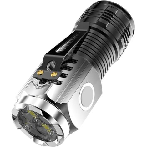 Lampe torche LED rechargeable et puissante avec interrupteur à clip, portable, chargement USB, fonctionne sur piles, or et verte - AquaForge (1/5)