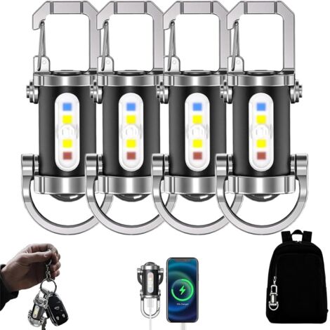 Kit comprenant 4 lampes porte-clés rechargeables et un chargeur de téléphone portable, puissance de 1200 lumens, 7 modes d'éclairage, résistant à l'eau. - AquaForge (1/5)