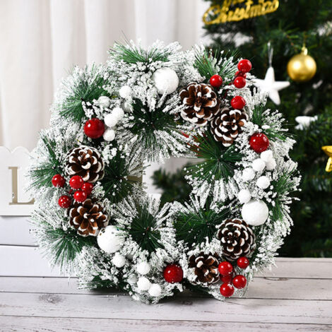 Couronne de Noël artificielle, colorée et magnifique, pour mur, fenêtre ou porte, idéale pour décorer l'entrée lors des fêtes - FM-AquaForge (1/5)