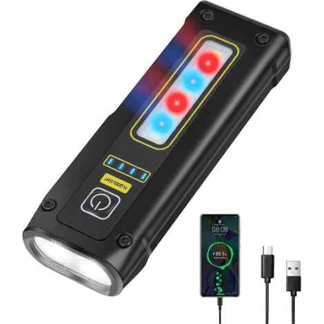 Mini lampe torche LED rechargeable par USB, ultra-puissante, 1200 mAh, 4 modes d'éclairage [Classe énergétique A++] - AquaForge (1/5)