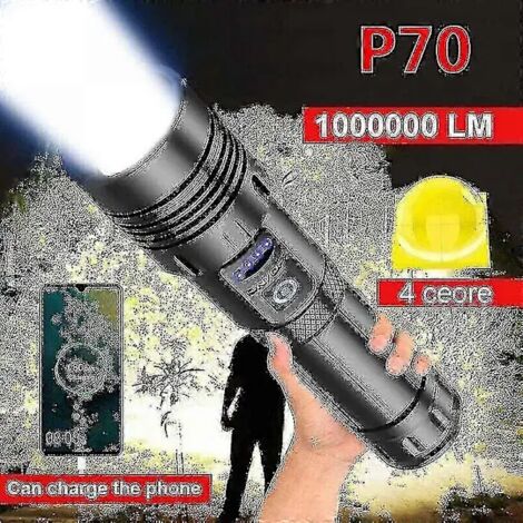 Lampe torche tactique LED ultra-lumineuse de 1 000 000 de lumens, lampe de travail rechargeable [CO]-AquaForge (1/5)
