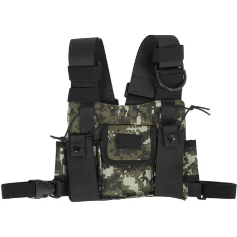 Sacoche de poitrine pour talkies-walkies YINI Tone, ajustable, avec poche avant et camouflage numérique.-AquaForge (1/5)