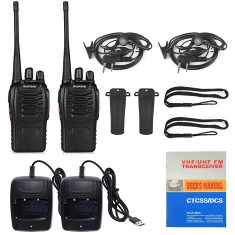 Lot de 2 radios bidirectionnelles UHF BaoFeng BF 888 S V2 / Talkie-walkie avec lampe torche LED intégrée, noir-AquaForge (1/5)