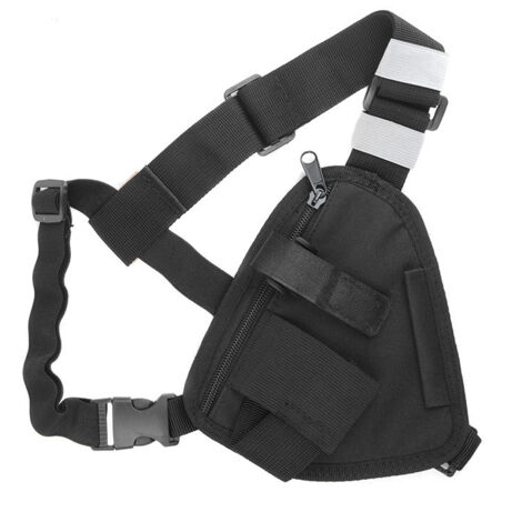 Harnais de poitrine pour radio, sacoche de poitrine portable noire avec sangle réglable, compatible avec les talkies-walkies Baofeng, Motorola, Uniden, Kenwood et ICOM.-AquaForge (1/5)