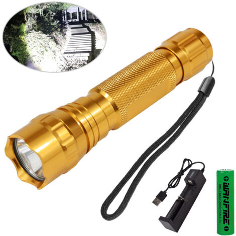 Lampe torche tactique portable compacte et robuste en aluminium, 1 mode de fonctionnement, corps doré, lumière blanche 501B T6 - AquaForge (1/4)