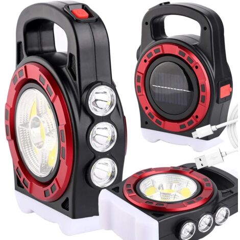 Lampe torche solaire, lampe LED portable rechargeable, batterie externe avec réflecteur. - AquaForge (1/5)