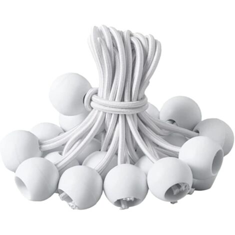 Cordon élastique, 40 tendeurs de toile pour bannière, bâche, pavillon, tente, rallonge de rideau, support (blanc - 1 - AquaForge (1/4)