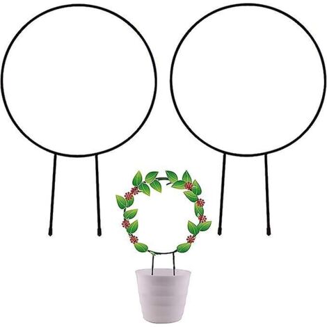 Lot de 2 supports à plantes en métal pour plantes de jardin, pots décoratifs de 33 cm avec revêtement noir, pour plantes grimpantes en fer. - AquaForge (1/5)