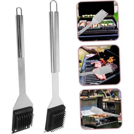Lot de 2 brosses portables pour nettoyer les grilles de barbecue, multifonctionnelles et pour gratter les grilles, idéales pour les barbecues en camping. - AquaForge (1/5)
