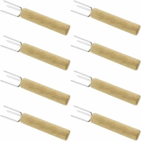 Ensemble de 8 fourchettes à épis de maïs en acier inoxydable à 3 dents, idéales pour la cuisson, les grillades et autres aliments. - AquaForge (1/5)