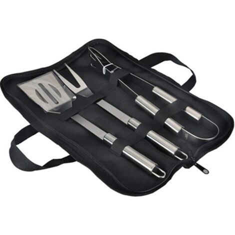 Ensemble d'ustensiles de barbecue en acier inoxydable, avec étui de transport, spatule, pinces et accessoires de grillade. - AquaForge (1/5)