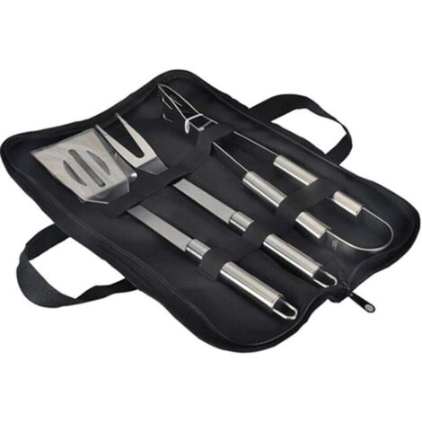 Ensemble d'ustensiles de barbecue en acier inoxydable, avec étui de transport, spatule, pinces et accessoires de grillade. - AquaForge (1/5)