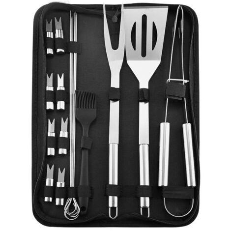 Ensemble barbecue 16 pièces, ustensiles de grillade, accessoires, coffret argenté, 38 x 15,5 cm - AquaForge (1/3)