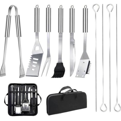 Ensemble barbecue professionnel 11 pièces en acier inoxydable - accessoires pratiques avec sac de transport. - AquaForge (1/4)