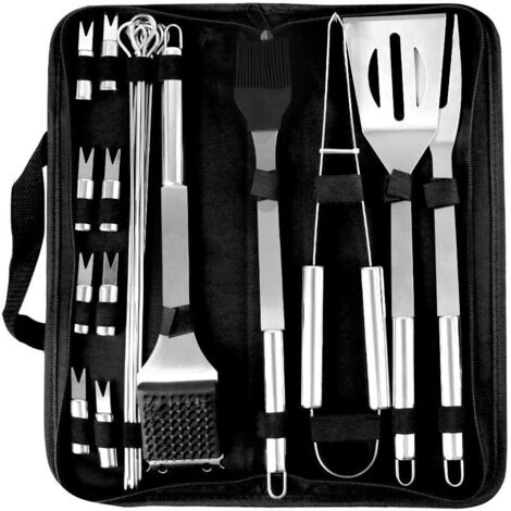 Ensemble de 20 ustensiles de barbecue en acier inoxydable avec pochettes de rangement, pour les grillades en extérieur. - AquaForge (1/5)