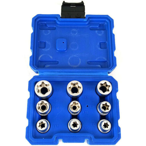 Jeu de 9 clés à douille Torx bleues - AquaForge (1/4)
