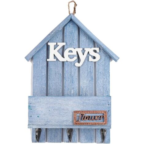 Boîte à clés murale en bois (bleue) - AquaForge (1/5)